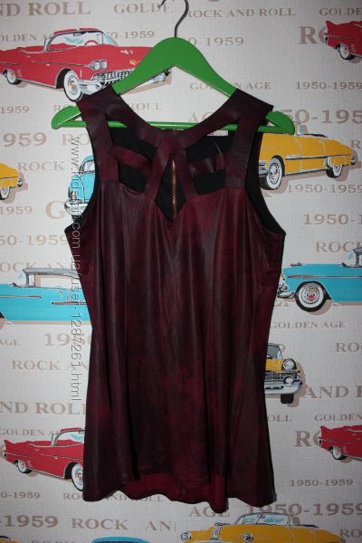 Женская бордовая блуза MISO с имитацией кожзама