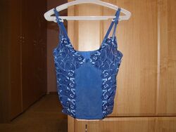 Красивое кружевное бюстье василькового цвета 80 С