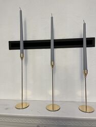 Набір конусних сірих свічок, 3 штуки