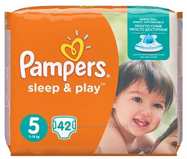 Підгузники Pampers Sleep & Play Junior, розмір 5, 11-16 кілограм, 42 шт
