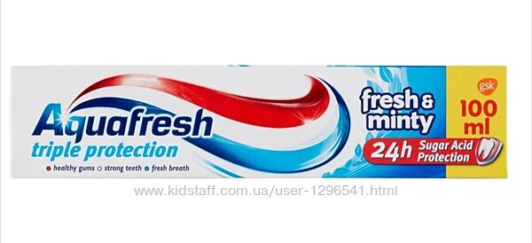 Зубная паста Aquafresh Tripple action Fresh & Minty, 100 ml