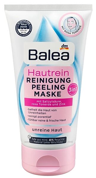 Пілінг-маска для обличчя з саліцилової кислотою Balea Hautrein 3in1 Peeling