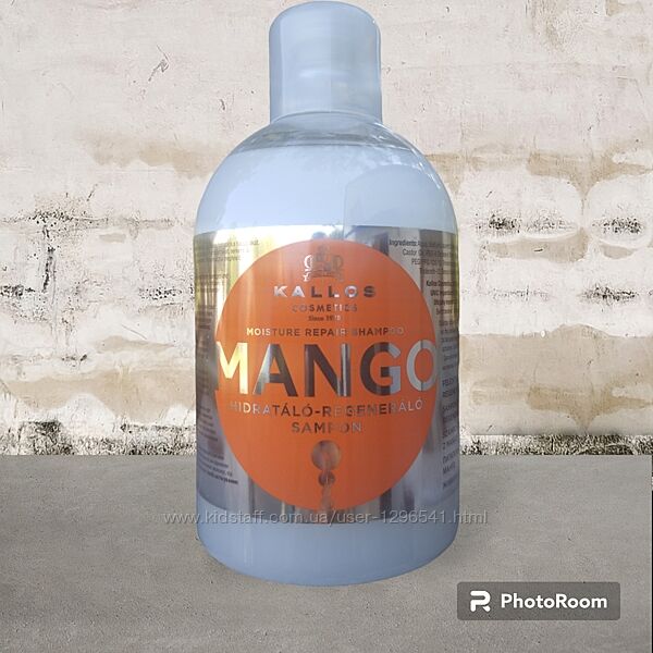 Зволожуючий шампунь для волосся з олією манго Kallos Cosmetics Mango, 1 л