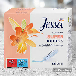 Гігієнічні жіночі тампони 4 каплі 56 штук Jessa Tampons Super. Німеччина