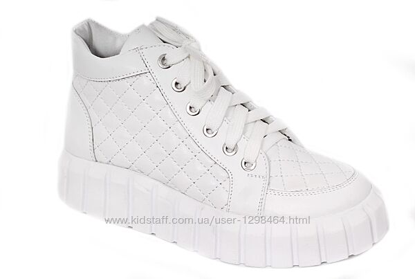 Шкіряні білі черевики для дівчинки Мальви ш101510б