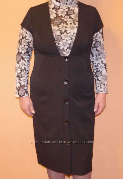 Платье-сарафан новое из костюмной ткани черного цвета 54 размер