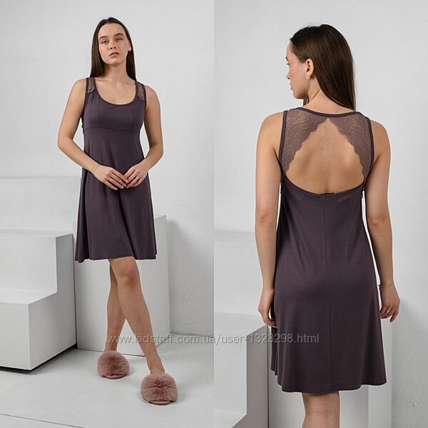 Нічна сорочка віскозна з мереживом, норма і батал. Ночная сорочка кружевная