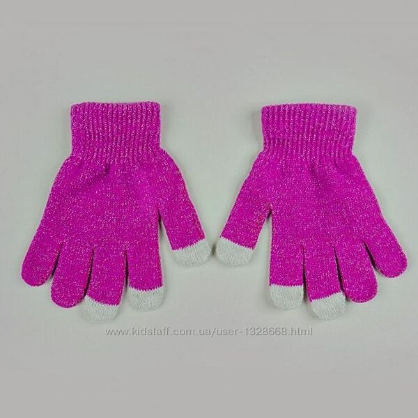сенсорні рукавички, рукавиці для дівчинки, piazza italia, з люрексом 