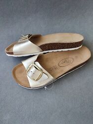 Шкіряні шльопанці сланці Megio, made in Italy, в стилі Birkenstock