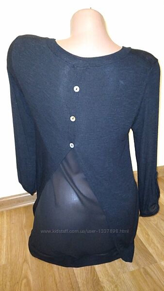 Блузка Блуза - свитер черная М 46р. Трикотаж Шифон