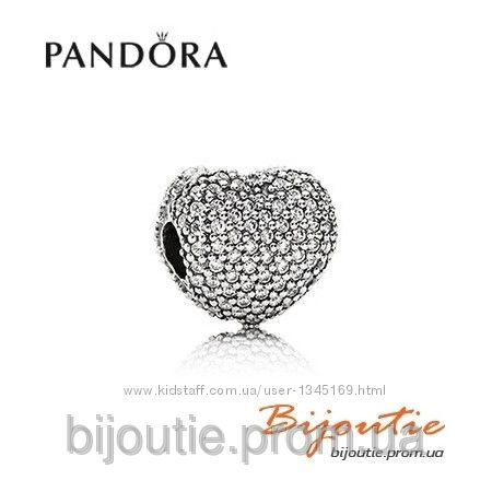Pandora шарм-клипса сердце паве 791427CZ серебро 925 Пандора оригинал