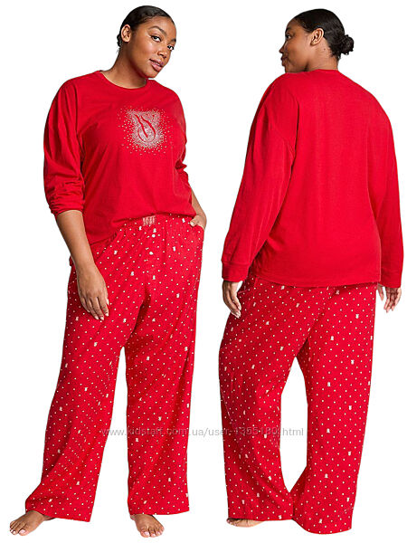 Фланелева піжама Вікторія Сікрет Victoria´s Secret кофта з камінцями штани