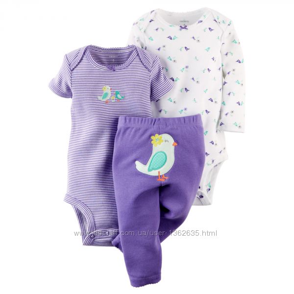Комплекты CARTERS из 3 единиц, с рисунком на попе