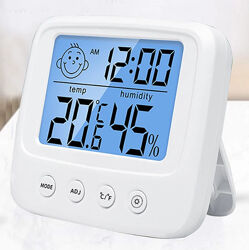 Кімнатний термометр гігрометр годинник/будильник з підсвіткою