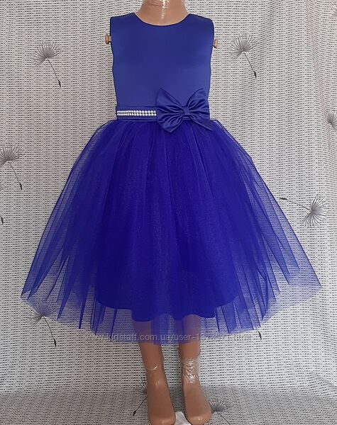 Святкова дитяча сукня синього кольору, модель 104
