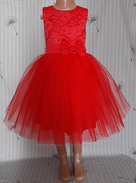 Святкова дитяча сукня червоного кольору, модель 118-б