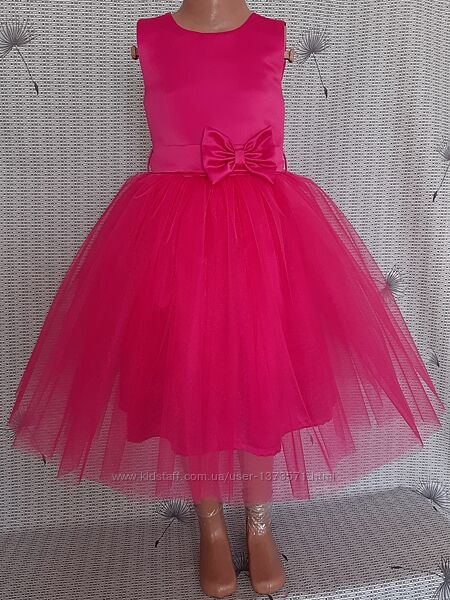 Святкова фатинова дитяча сукня малинового кольору, модель 125