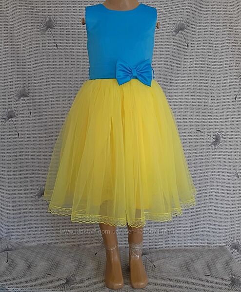 Святкова дитяча сукня жовто-блакитного кольору, модель  144