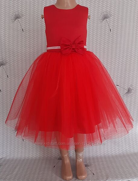 Святкова дитяча сукня червоного кольору, модель  104