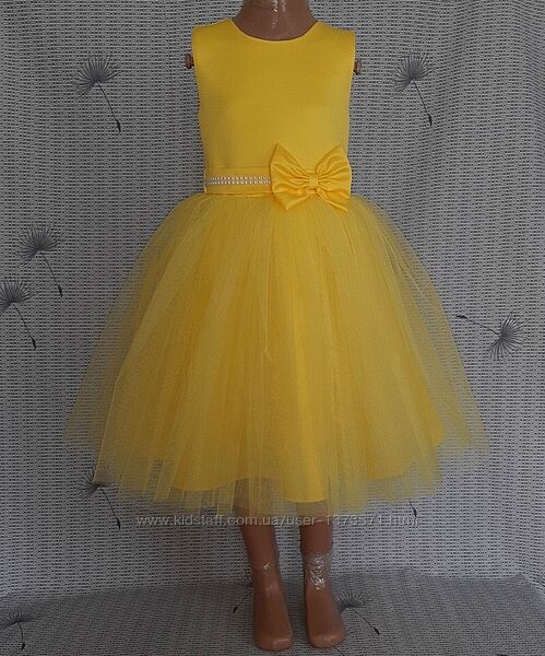 Святкова дитяча сукня жовтого кольору, модель  104
