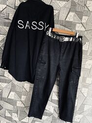 Котоновые джинсы карго Black Jeans Cargo.