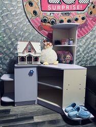 Модульный детский уголок угловой стол стеллаж с полками.