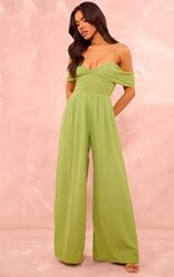 Фееричный лаймовый комбез палаццо PrettyLittleThing.
