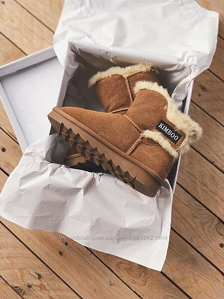 Замшевые угги натуралки на овчине кэмел UGG KIMBOO Camel.