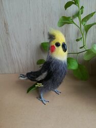 Реалистичная птица Корелла попугай из шерсти, валяний папуга