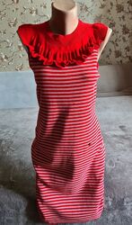 Красное комфортное трикотажное платье в полоску conia rykiel