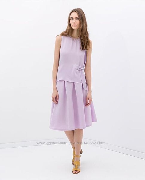 Zara юбка льняная лавандового цвета