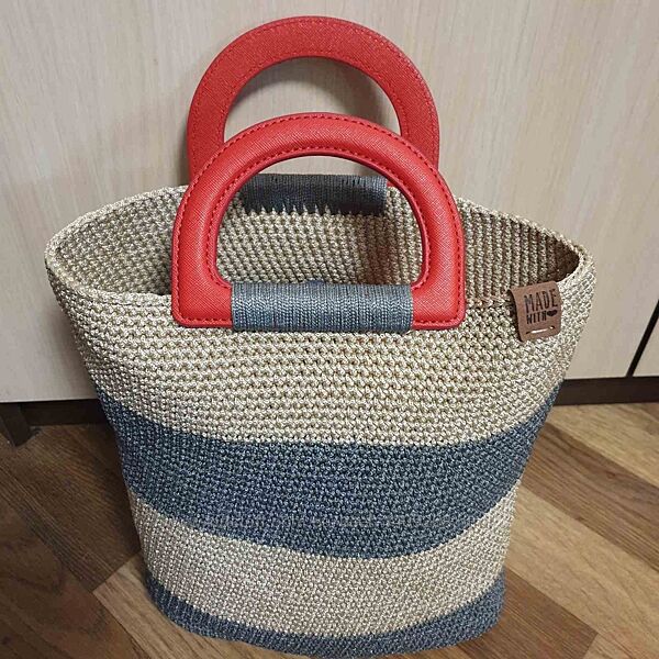 Сумка смугаста в´язана, ручна робота