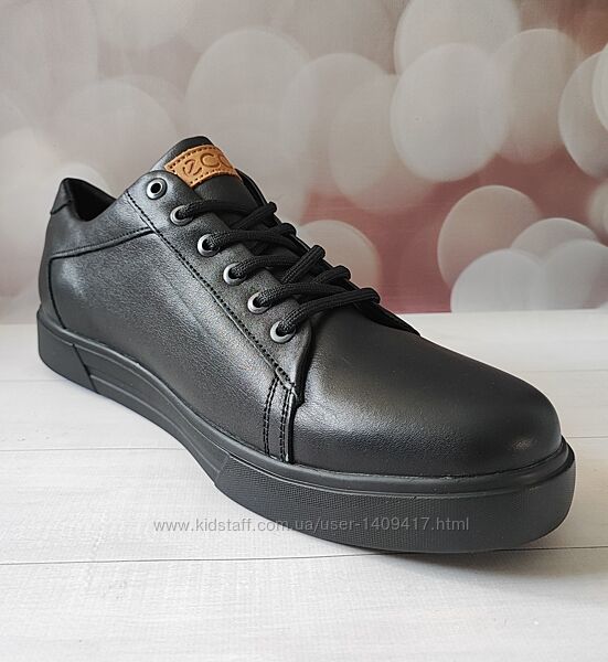 Чорні шкіряні мокасини ecco - туфлі-кросівки