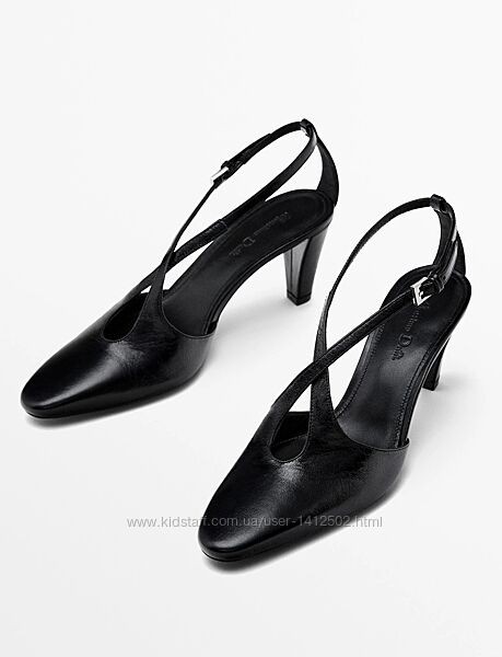 Чорні шкіряні жіночі туфлі massimo dutti 1400/450