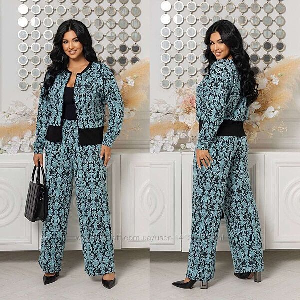 Костюм двійка, трикотаж жакард батальні розміри 46-60
