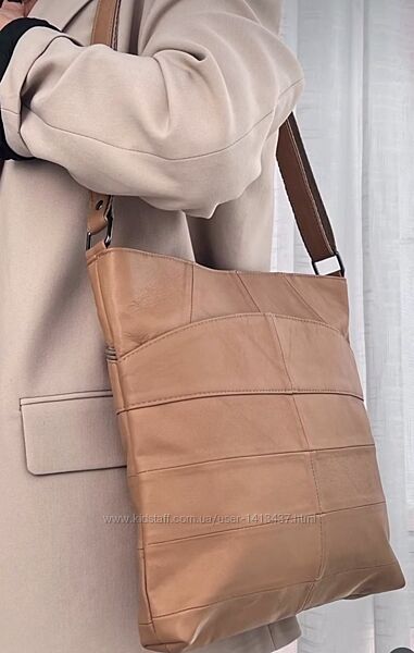 Повсякденна сумка, біж, якісна приємна шкіра, на підкладці, 30х30х4