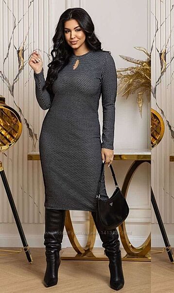 Сукня тепла ангора, обтисла, довгий рукав, чорна, 46-56