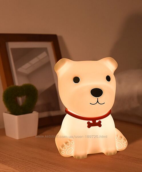 Игрушка ночник детский силиконовый Лед светильник Собачка Щенок LOSSO