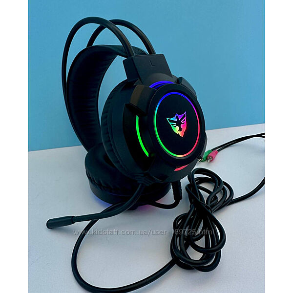 Ігрові компютерні навушники Gaming з мікрофоном і RGB підсвічуванням