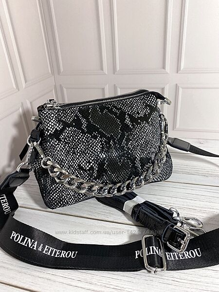 Жіноча шкіряна сумка. Клатч шкіряний. Кросбоді. Polina&Eiterou. 