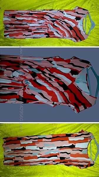 Женское яркое летнее платье для полных женщин в абстрактную полоску р. 58 в