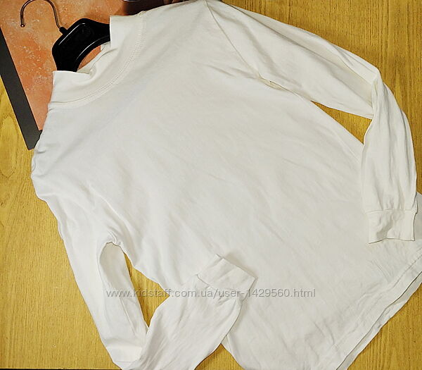 Детская одежда Лонгслив реглан белый с манжетами унисекс  8-9 лет рост 134