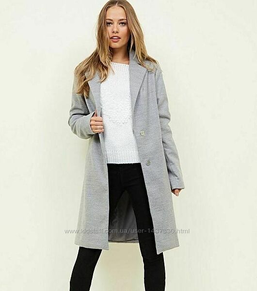 Красивое серое пальто от new look, 14 размер