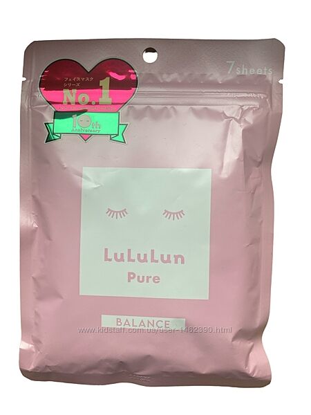 набір масок для зволоження 7 шт Lululun pure balance beauty face mask pink
