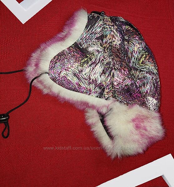 Зимняя шапка ушанка для девочки на флисе с мехом размер М