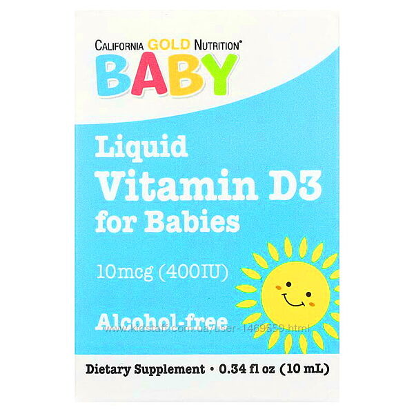 California Gold Nutrition вітамін D3 у рідкій формі для дітей 10 мкг  Д3