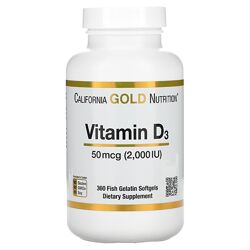 California Gold Nutrition вітамін D3 50 мкг 2000 МО 360 капсул Д3 для зубів