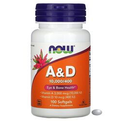 NOW Foods A і D 100 мяких таблеток капсул вітамін для очей та кісток Д