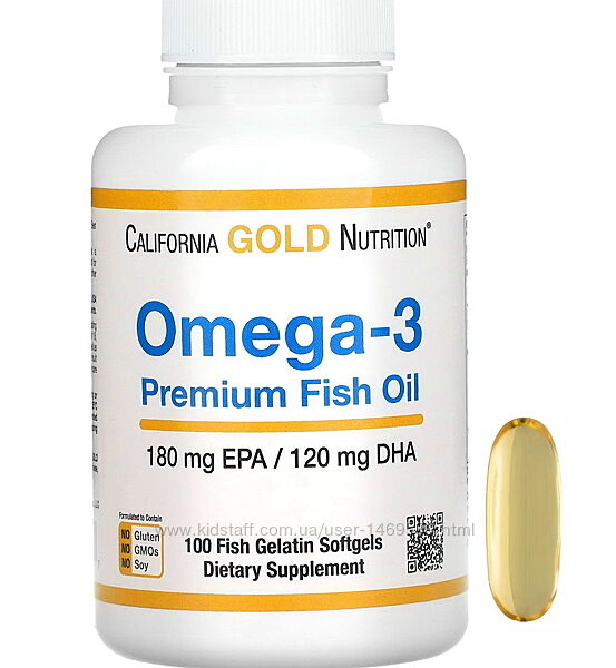 California Gold Nutrition рибячий жир преміальної якості з омега-3,100 кап