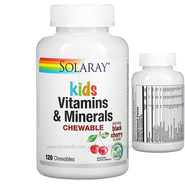 Solaray жувальні вітаміни та мікроелементи для дітей зі смаком натуральної 